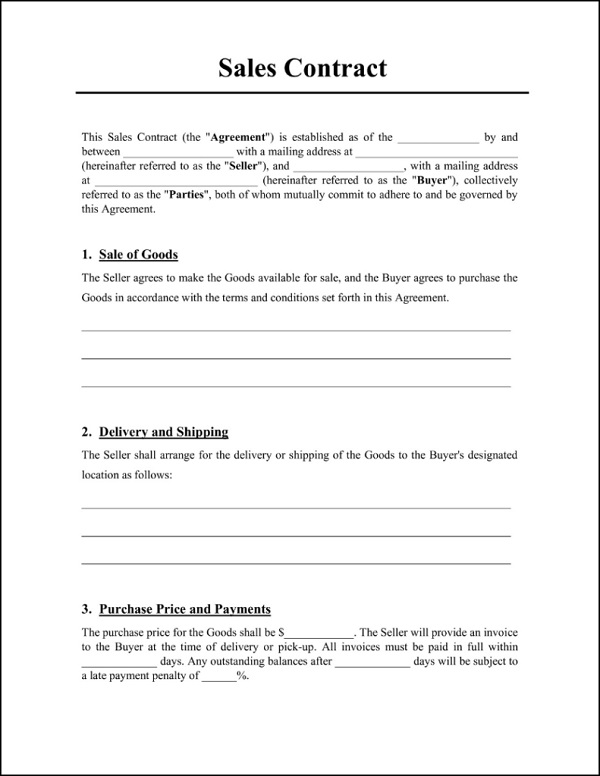 sale contract hợp đồng mua bán